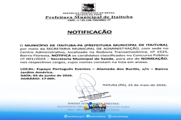 NOTIFICAÇÃO / CONCURSO PÚBLICO nº 001/2024 - SECRETARIA M DE SAÚDE (SEMSA)