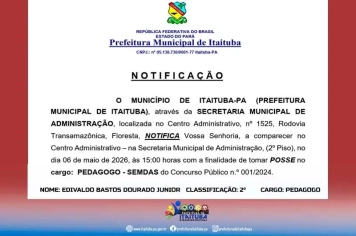 NOTIFICAÇÃO / POSSE - NOME: EDIVALDO BASTOS DOURADO JUNIOR
