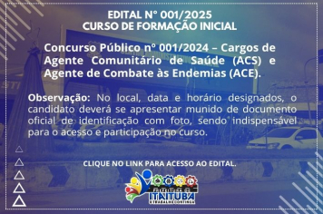 EDITAL Nº 001/2025 – CURSO DE FORMAÇÃO INICIAL