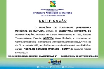 NOTIFICAÇÃO / POSSSE - NOME: DENNIS SOUSA SCHERCH - CARGO: FISCAL DE SERVIÇOS URBANOS