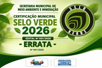 ERRATA Nº 001/2026 - DO EDITAL Nº 001/2026 – CERTIFICAÇÃO MUNICIPAL SELO VERDE