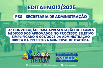 EDITAL N 012/2025 - 4ª CONVOCAÇÃO
