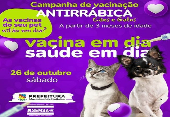 VACINAÇÃO ANTIRRÁBICA - CÃES E GATOS. VACINE SEU PET ACIMA DE 3 MESES