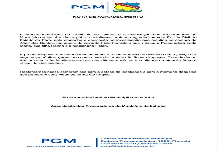 NOTA DE AGRADECIMENTO