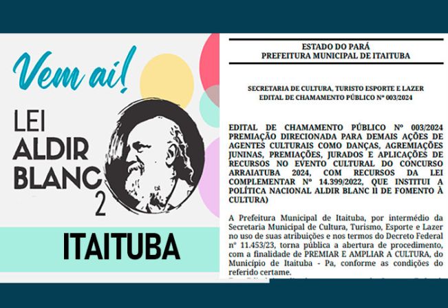 LEI ALDIR BLANC II DIRECIONADO AO CONCURSO ARRAIATUBA 2024 , VALIDADE DE 3 DIAS , DO DIA 16 DE JULHO DE 2024 A 19 DE JULHO DE 2024