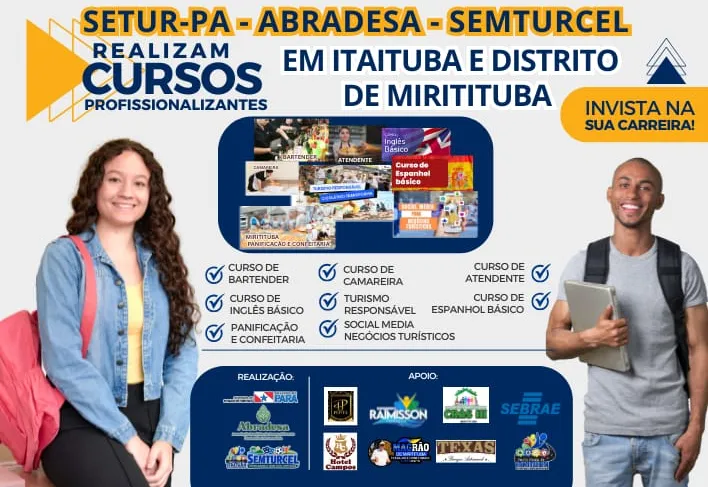 CURSOS PROFISSIONALIZANTES EM ITAITUBA E DISTRITO DE MIRITITUBA TEM INÍCIO DAS AULAS ADIADO PARA 02 DE FEVEREIRO.