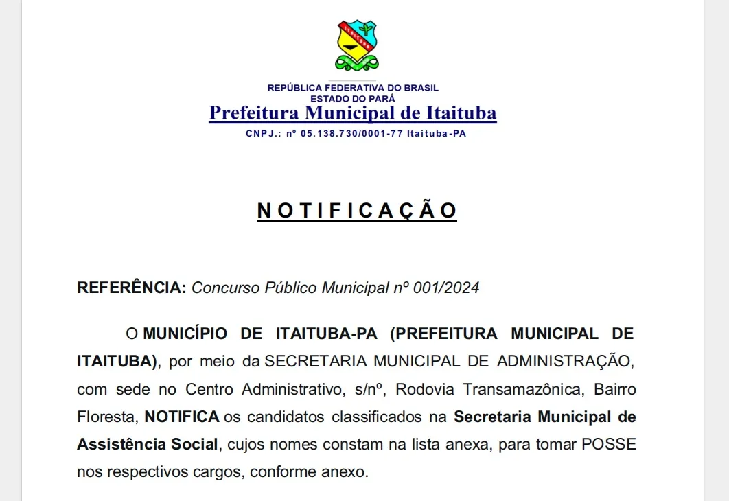 NOTIFICAÇÃO/POSSE - SEMDAS 